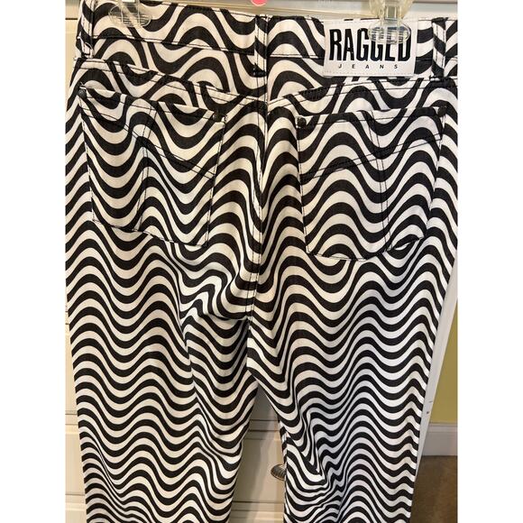 The RAGGED Priest Wave Print Dad Jeans Geometric Black & White Print Size 32 - Picture 3 of 5
